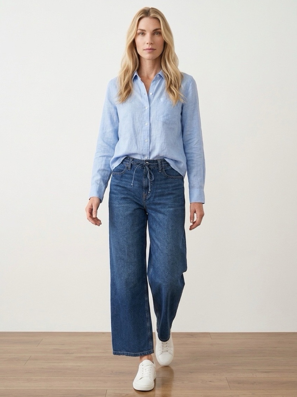 American Eagle Outfitters Wide-Leg Women's Jeans in Dark Blue Size 0